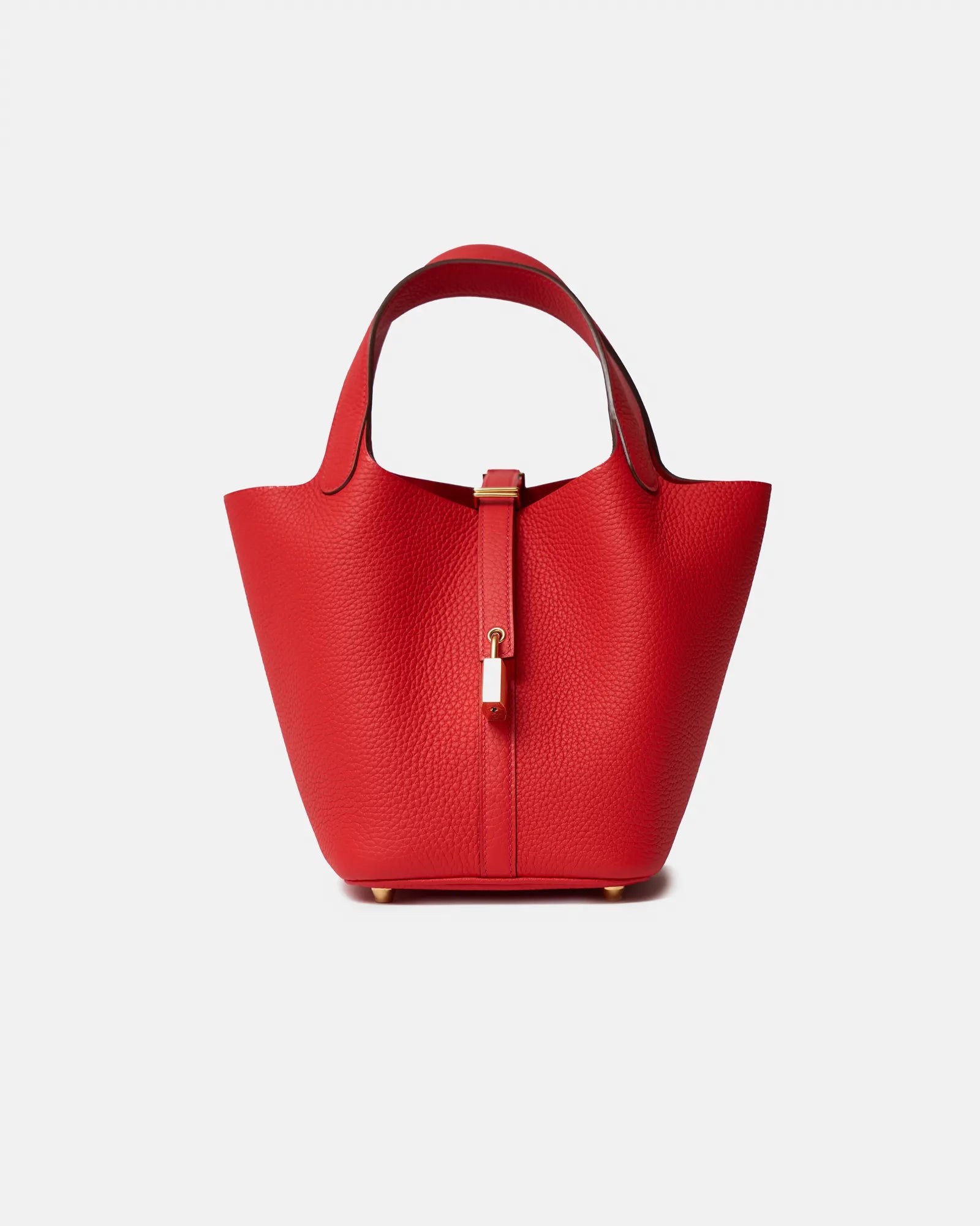 Hermès Mini Picotin 18 Rouge de Coeur Clemence GHW