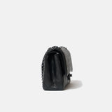 Chanel 2.55 Medium Black Aged Calfskin Black and Silver-Tone Metal