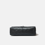 Chanel 2.55 Medium Black Aged Calfskin Black and Silver-Tone Metal