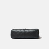 Chanel 2.55 Medium Black Aged Calfskin Black and Silver-Tone Metal