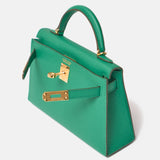 Hermès Mini Kelly 20 Vert Bamboo Epsom GHW