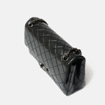 Chanel 2.55 Medium Black Aged Calfskin Black and Silver-Tone Metal