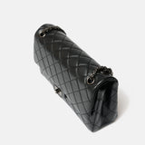 Chanel 2.55 Medium Black Aged Calfskin Black and Silver-Tone Metal