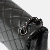 Chanel 2.55 Medium Black Aged Calfskin Black and Silver-Tone Metal