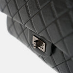Chanel 2.55 Medium Black Aged Calfskin Black and Silver-Tone Metal