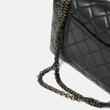 Chanel 2.55 Medium Black Aged Calfskin Black and Silver-Tone Metal