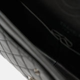 Chanel 2.55 Medium Black Aged Calfskin Black and Silver-Tone Metal