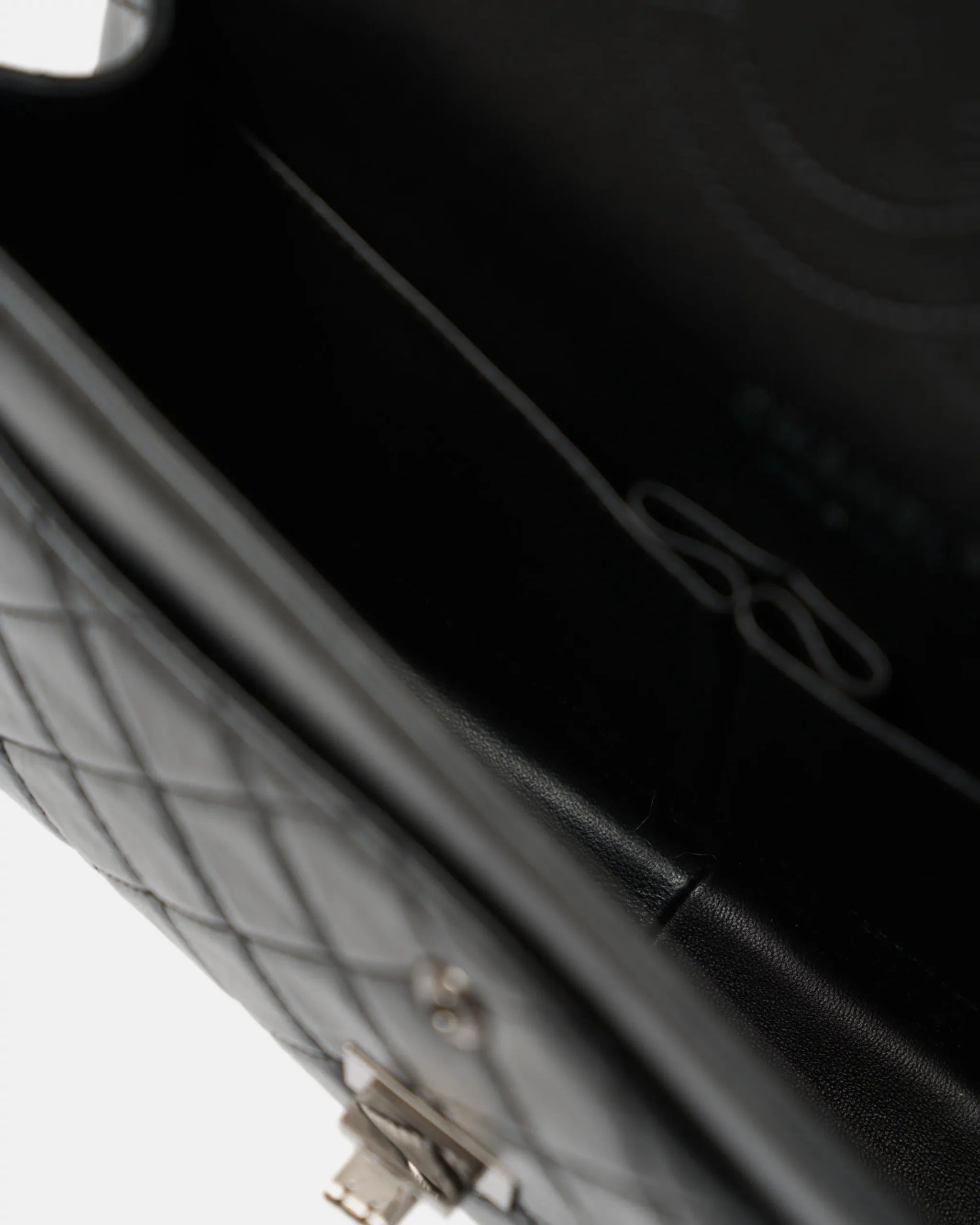 Chanel 2.55 Medium Black Aged Calfskin Black and Silver-Tone Metal