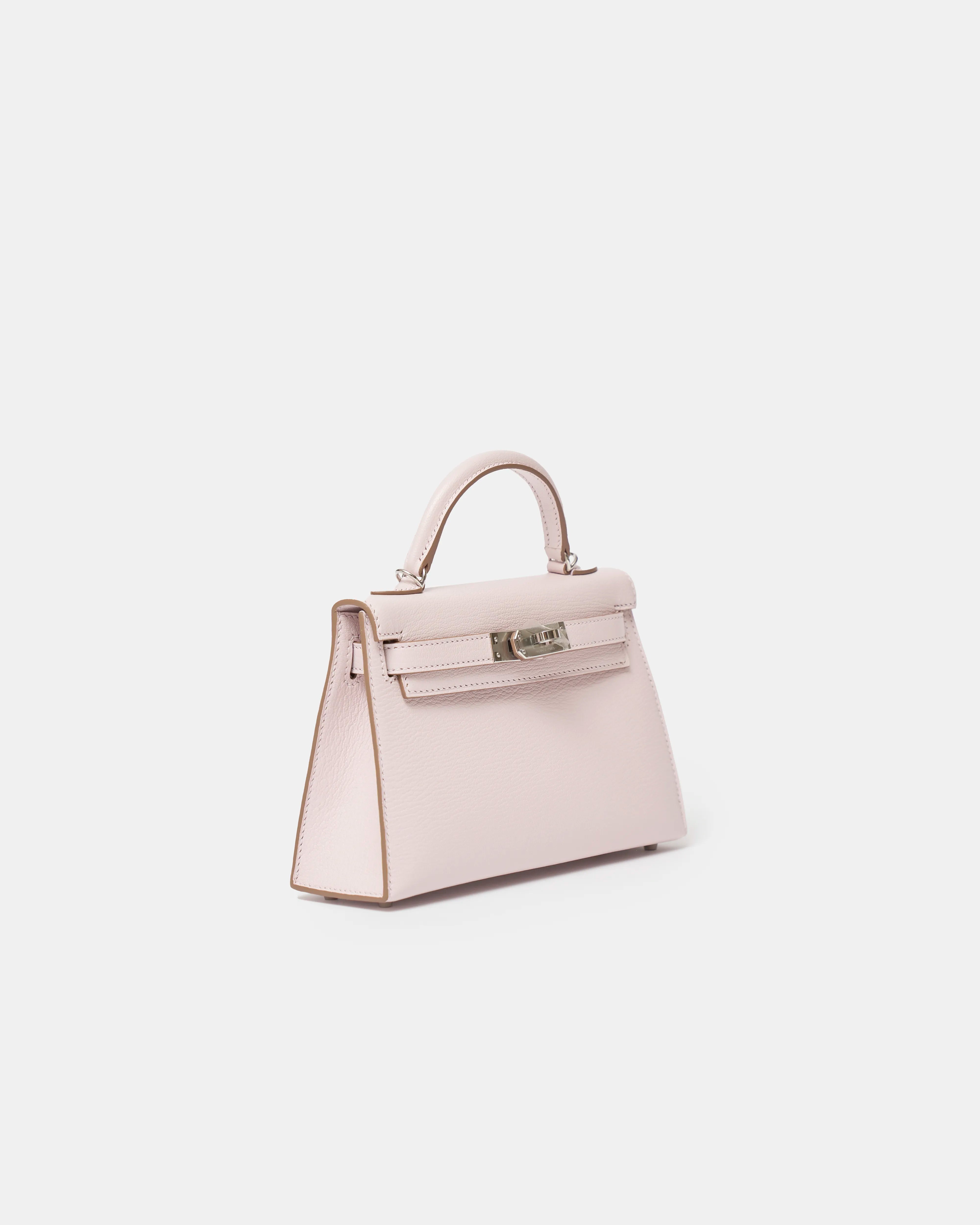 Hermès Mini Kelly 20 Mauve Pale Chevre Mysore PHW