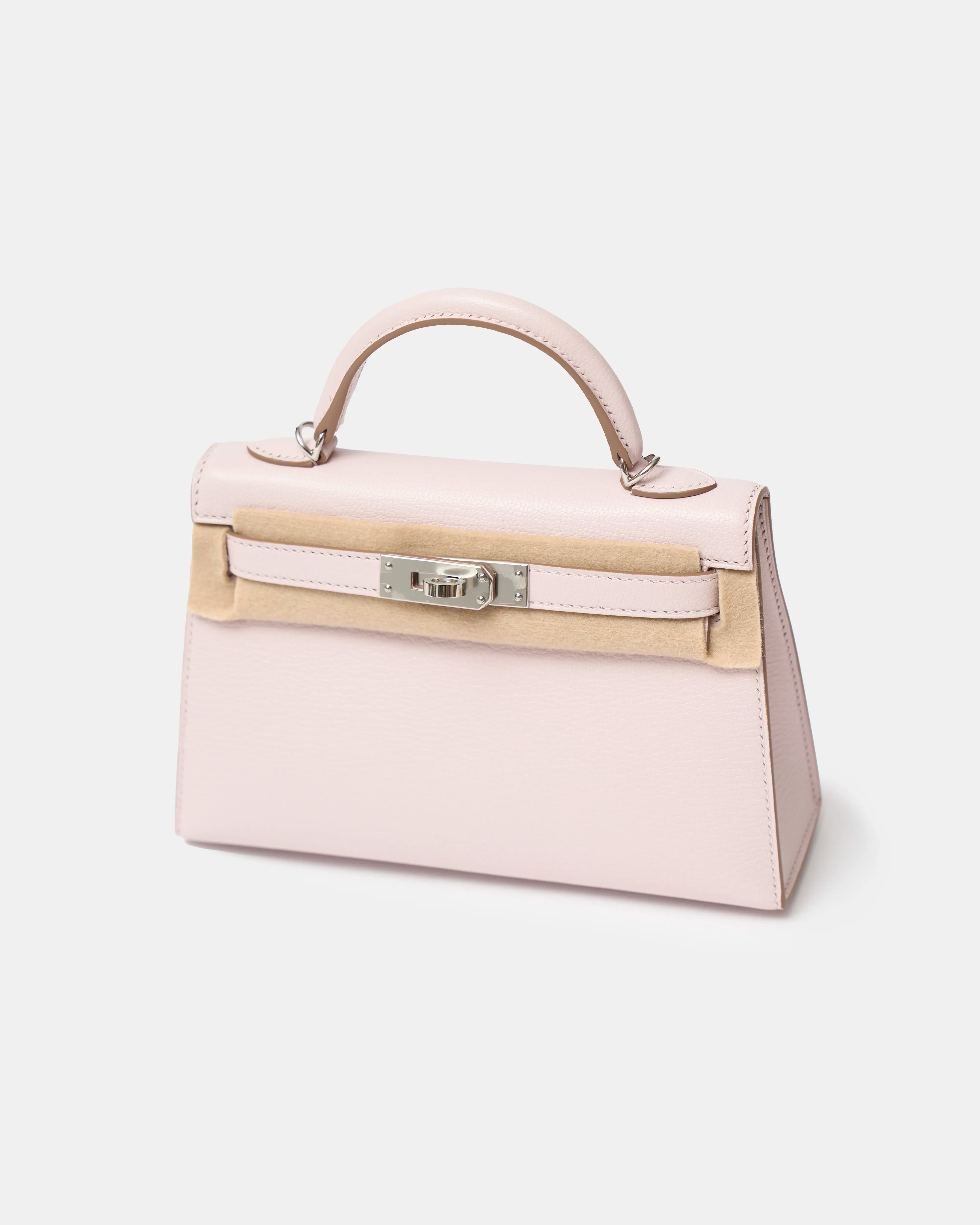 Hermès Mini Kelly 20 Mauve Pale Chevre Mysore PHW