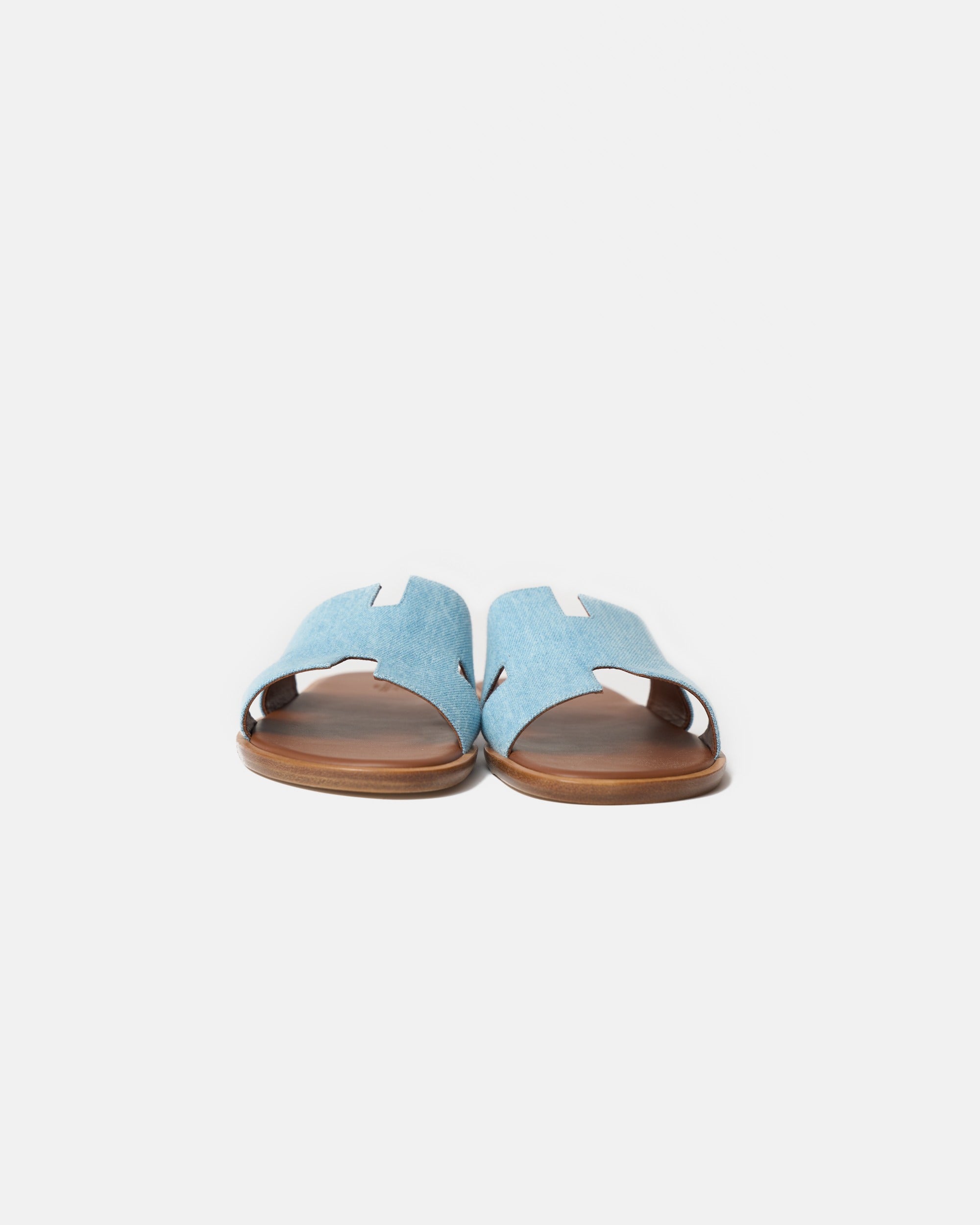 Hermes Izmir Bleu Clair/ Gold Denim Sandals