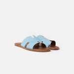 Hermes Izmir Bleu Clair/ Gold Denim Sandals