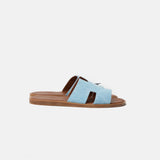 Hermes Izmir Bleu Clair/ Gold Denim Sandals