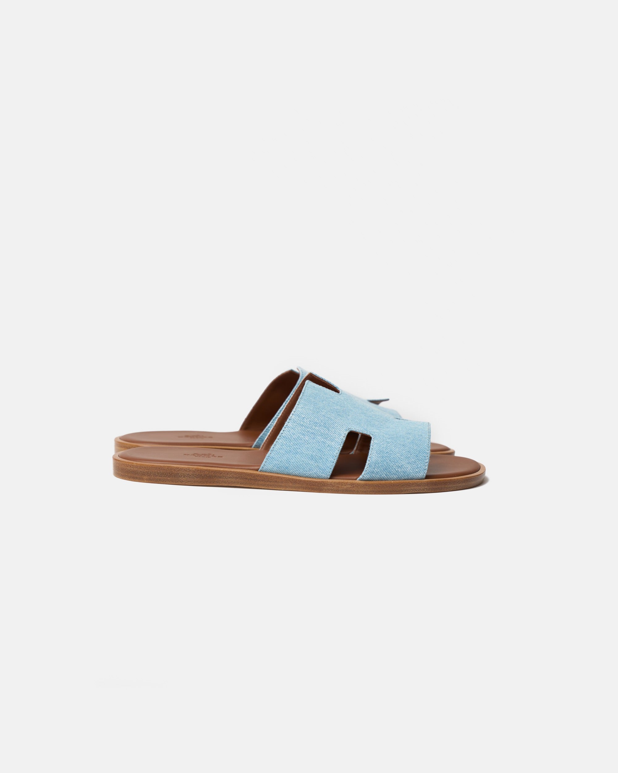 Hermes Izmir Bleu Clair/ Gold Denim Sandals