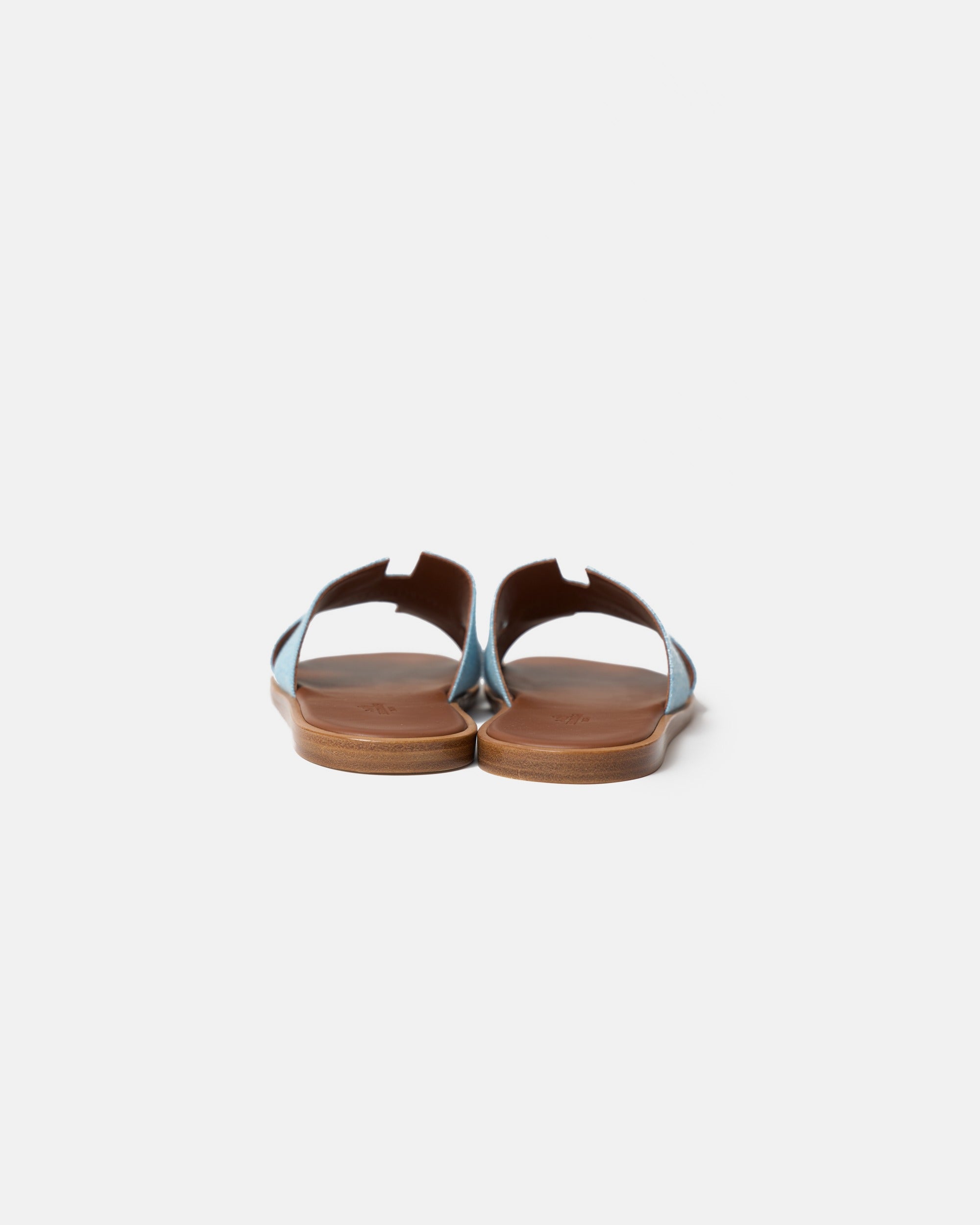 Hermes Izmir Bleu Clair/ Gold Denim Sandals