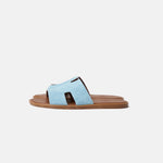 Hermes Izmir Bleu Clair/ Gold Denim Sandals