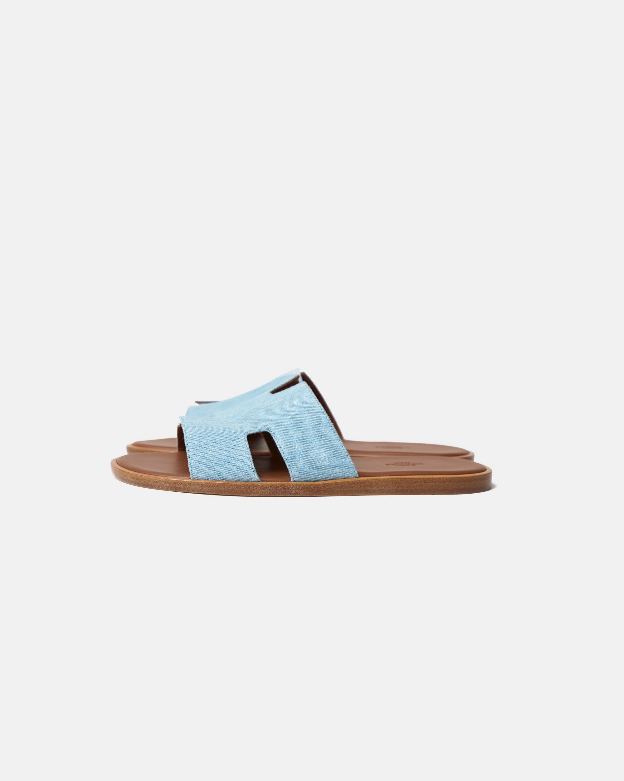 Hermes Izmir Bleu Clair/ Gold Denim Sandals