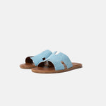 Hermes Izmir Bleu Clair/ Gold Denim Sandals