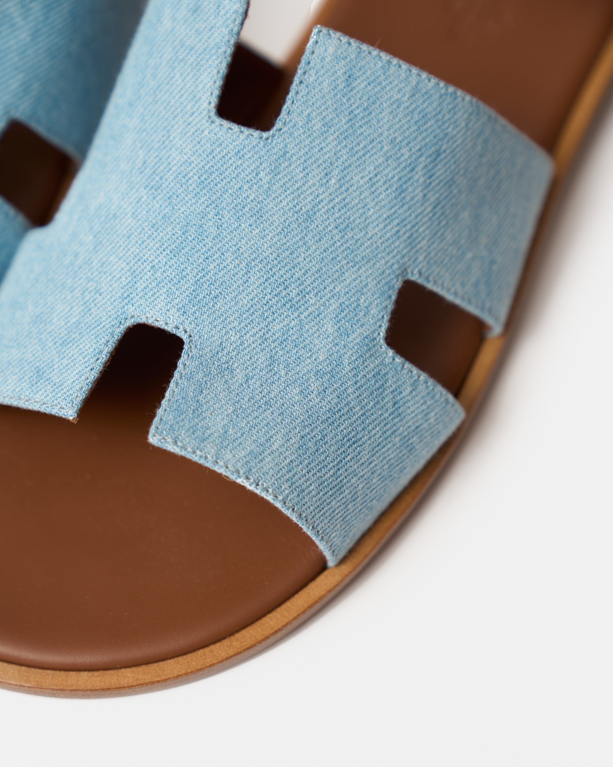 Hermes Izmir Bleu Clair/ Gold Denim Sandals