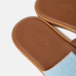 Hermes Izmir Bleu Clair/ Gold Denim Sandals