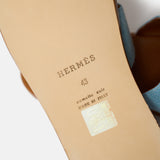Hermes Izmir Bleu Clair/ Gold Denim Sandals