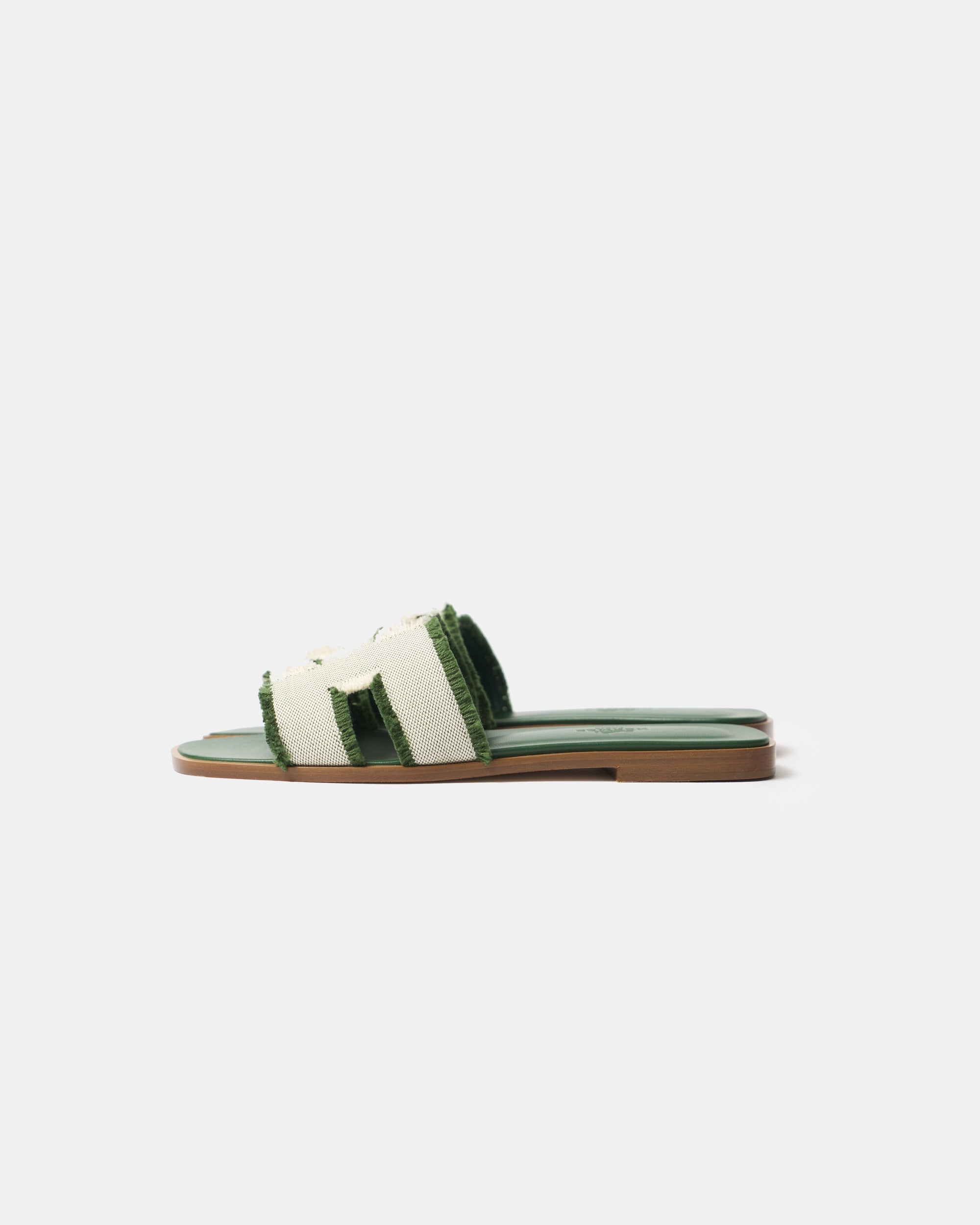 Bank Sandas Hermès Oran Vert Toile H Sandals – Selectif Official
