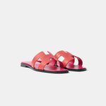 Hermès Oran Orange Rose Calfskin Sandals