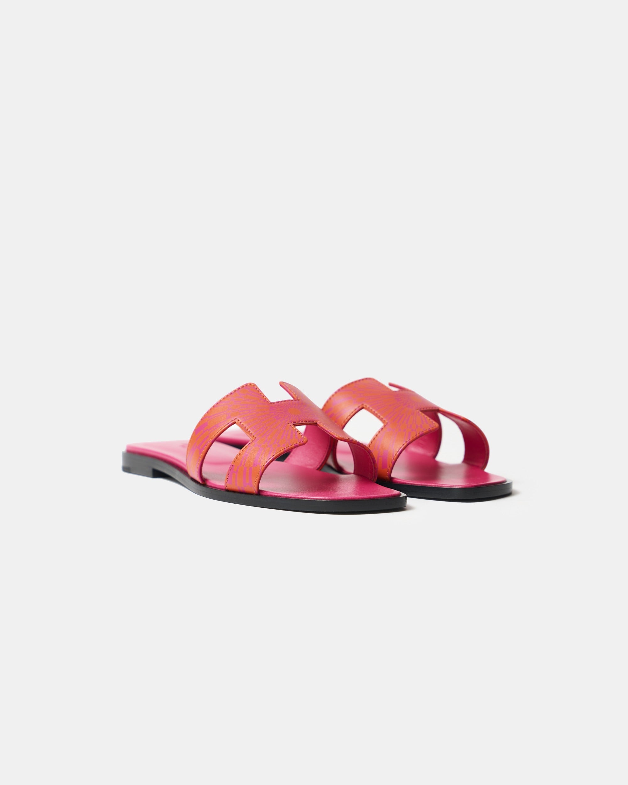 Hermès Oran Orange Rose Calfskin Sandals