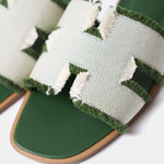Hermès Oran Vert Toile H Sandals