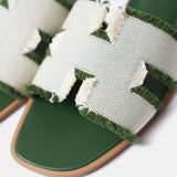 Hermès Oran Vert Toile H Sandals