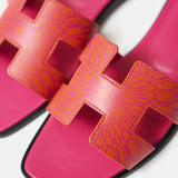 Hermès Oran Orange Rose Calfskin Sandals