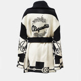 Hermès Cliquetis Black White Cashmere Coat