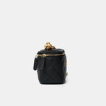 Chanel Mini Sweetheart Vanity Case Black Caviar Aged Gold Hardware