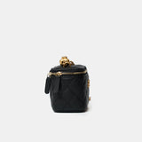 Chanel Mini Sweetheart Vanity Case Black Caviar Aged Gold Hardware