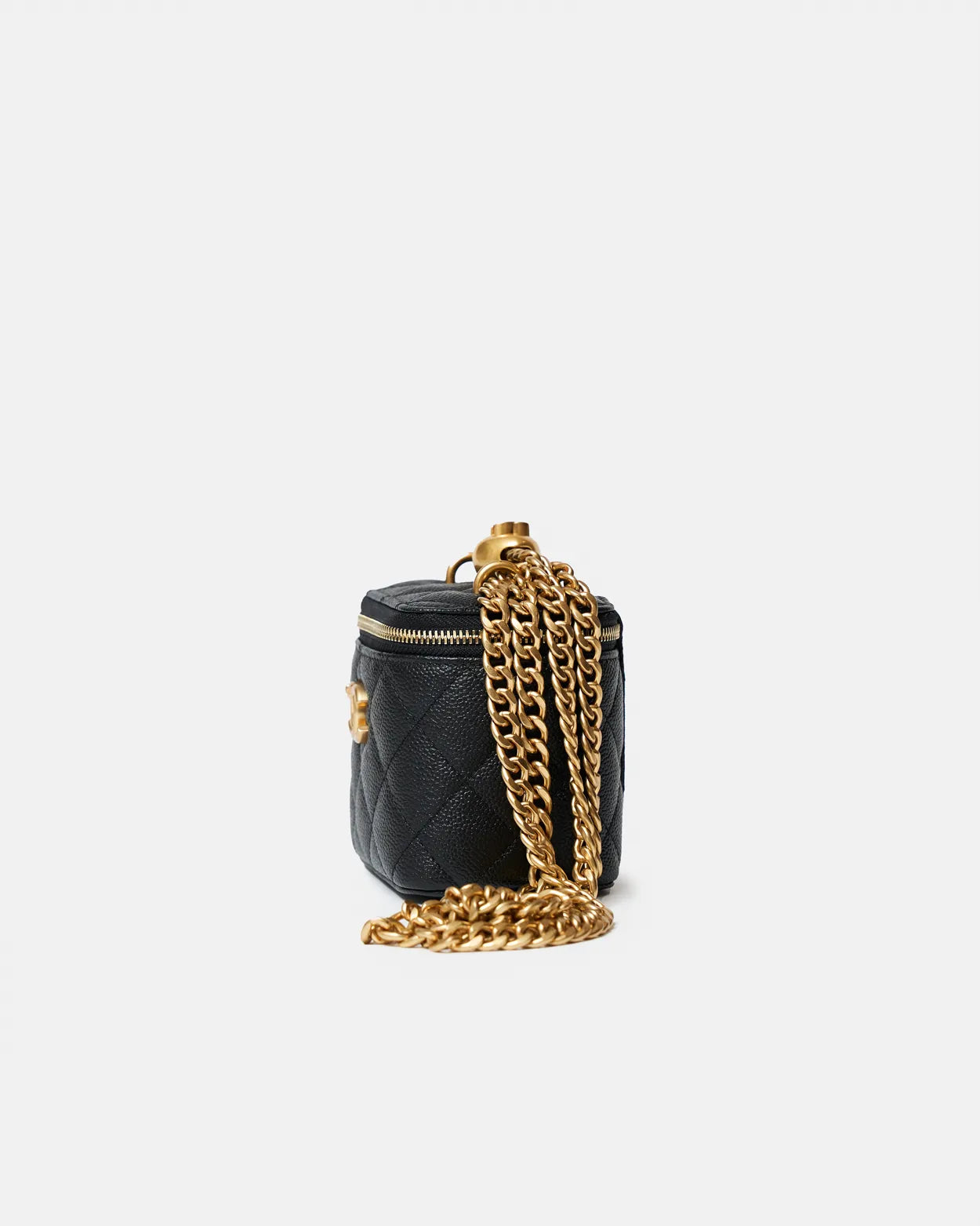 Chanel Mini Sweetheart Vanity Case Black Caviar Aged Gold Hardware