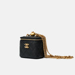 Chanel Mini Sweetheart Vanity Case Black Caviar Aged Gold Hardware