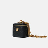 Chanel Mini Sweetheart Vanity Case Black Caviar Aged Gold Hardware