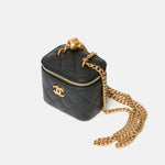 Chanel Mini Sweetheart Vanity Case Black Caviar Aged Gold Hardware
