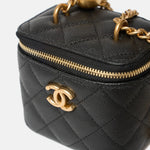 Chanel Mini Sweetheart Vanity Case Black Caviar Aged Gold Hardware