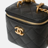 Chanel Mini Sweetheart Vanity Case Black Caviar Aged Gold Hardware