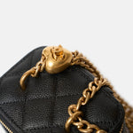 Chanel Mini Sweetheart Vanity Case Black Caviar Aged Gold Hardware