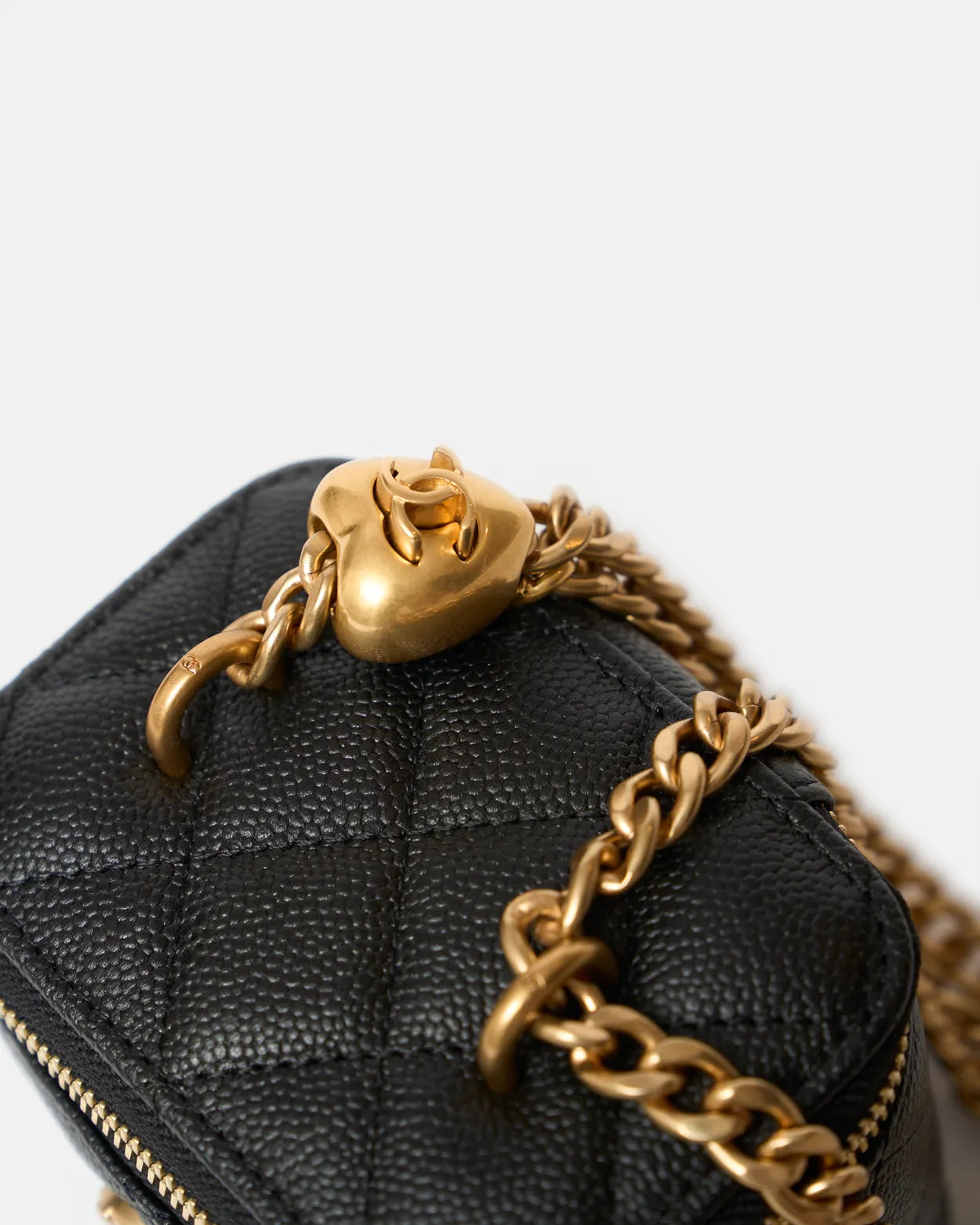 Chanel Mini Sweetheart Vanity Case Black Caviar Aged Gold Hardware
