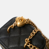 Chanel Mini Sweetheart Vanity Case Black Caviar Aged Gold Hardware