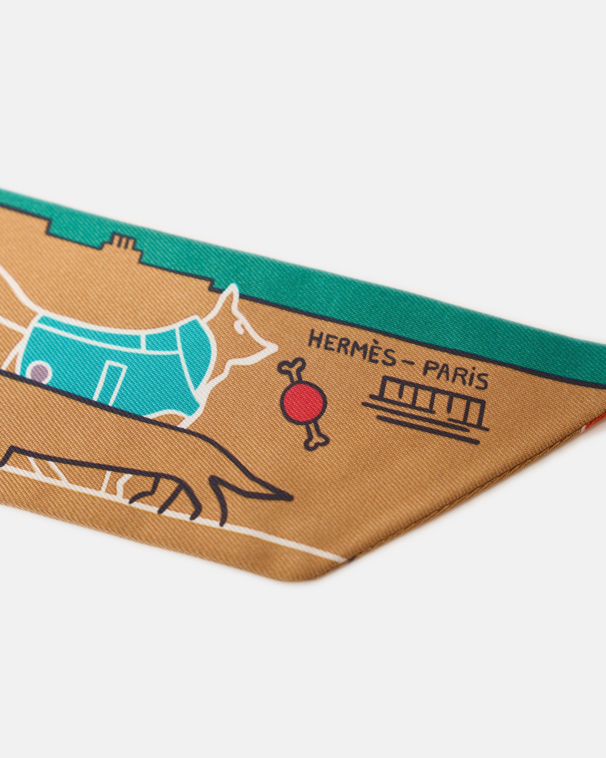 Hermès Twilly 86 Soie Les Chiens Parisiens Fm Beige