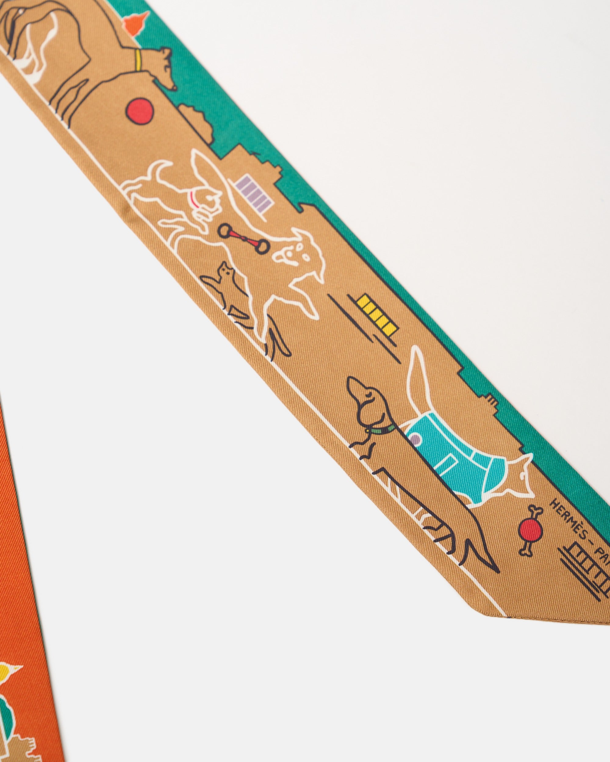 Hermès Twilly 86 Soie Les Chiens Parisiens Fm Beige