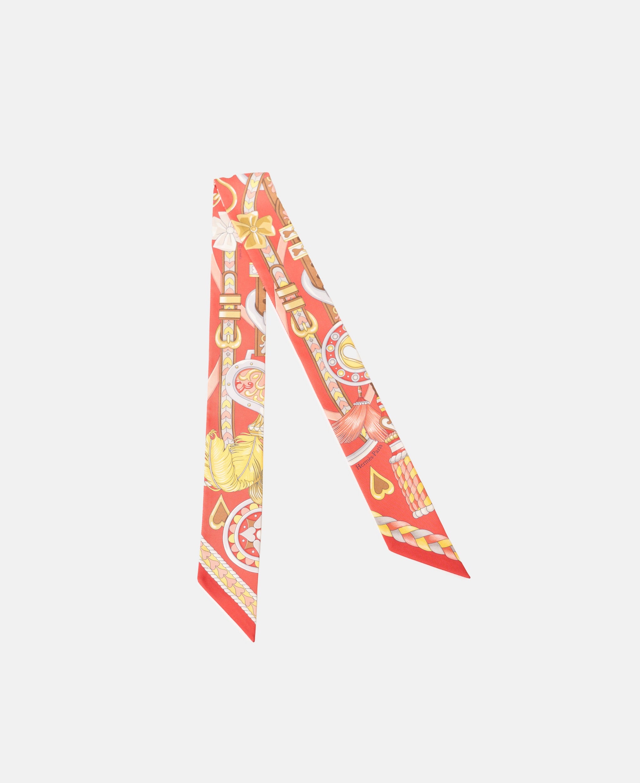 Hermès Twilly 86 Harnais De Coeur Sn Grenadine Gris Jau