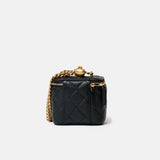 Chanel Mini Sweetheart Vanity Case Black Caviar Aged Gold Hardware