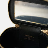 Chanel Mini Sweetheart Vanity Case Black Caviar Aged Gold Hardware