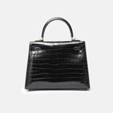 Hermès Kelly 25 Black Shiny Crocodile GHW