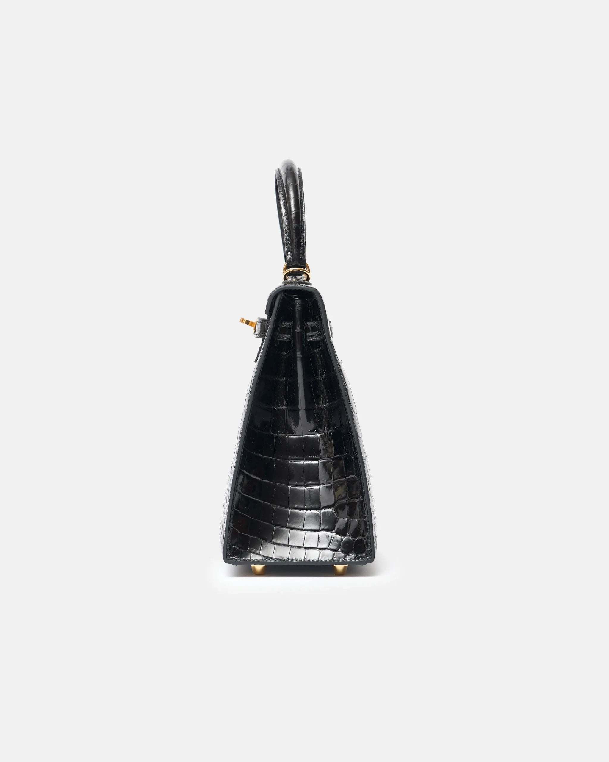 Hermès Kelly 25 Black Shiny Crocodile GHW